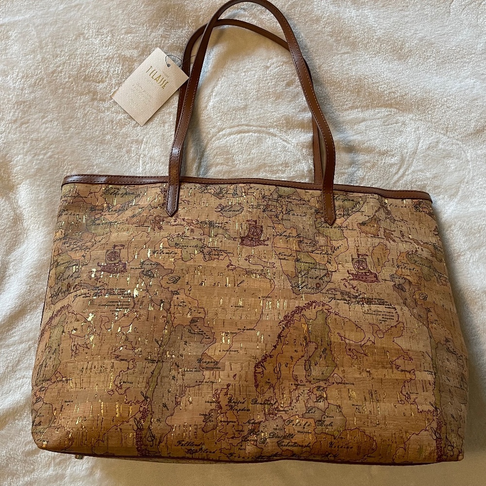 NWT Alviero Martini (Italian Luxury Brand) Limited Edition Cork Large MAP Tote